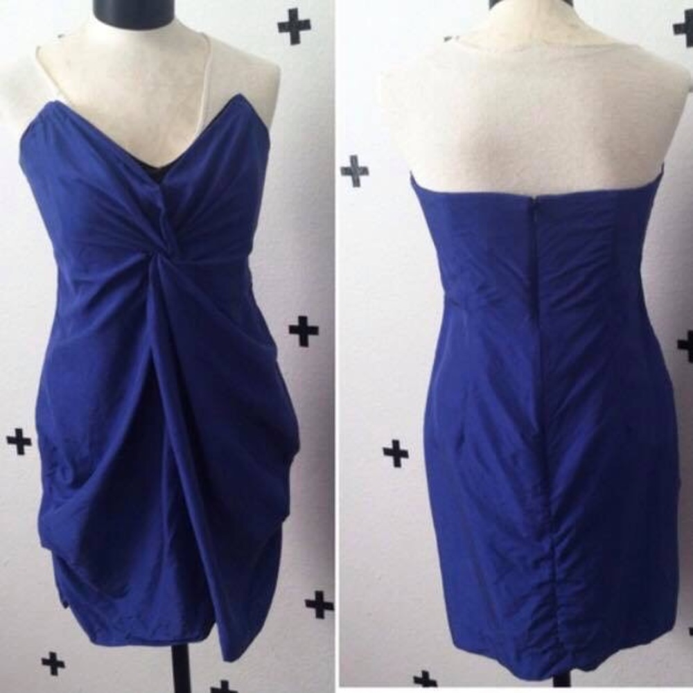 Reiss Courtney blue silk twist front dress, NWOT